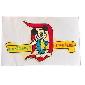 VINTAGE WALT DISNEY DISNEYLAND MICKEY MOUSE  SOUVENIR TRAVEL DECAL ART 3x5"